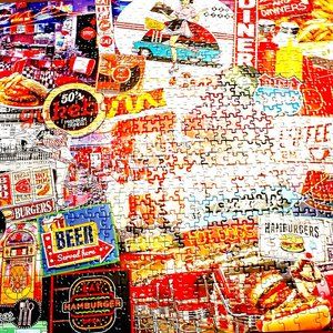 Master Pieces Jigsaw Puzzle 1000 Pieces Quick Stop Diner Flashbacks Complete